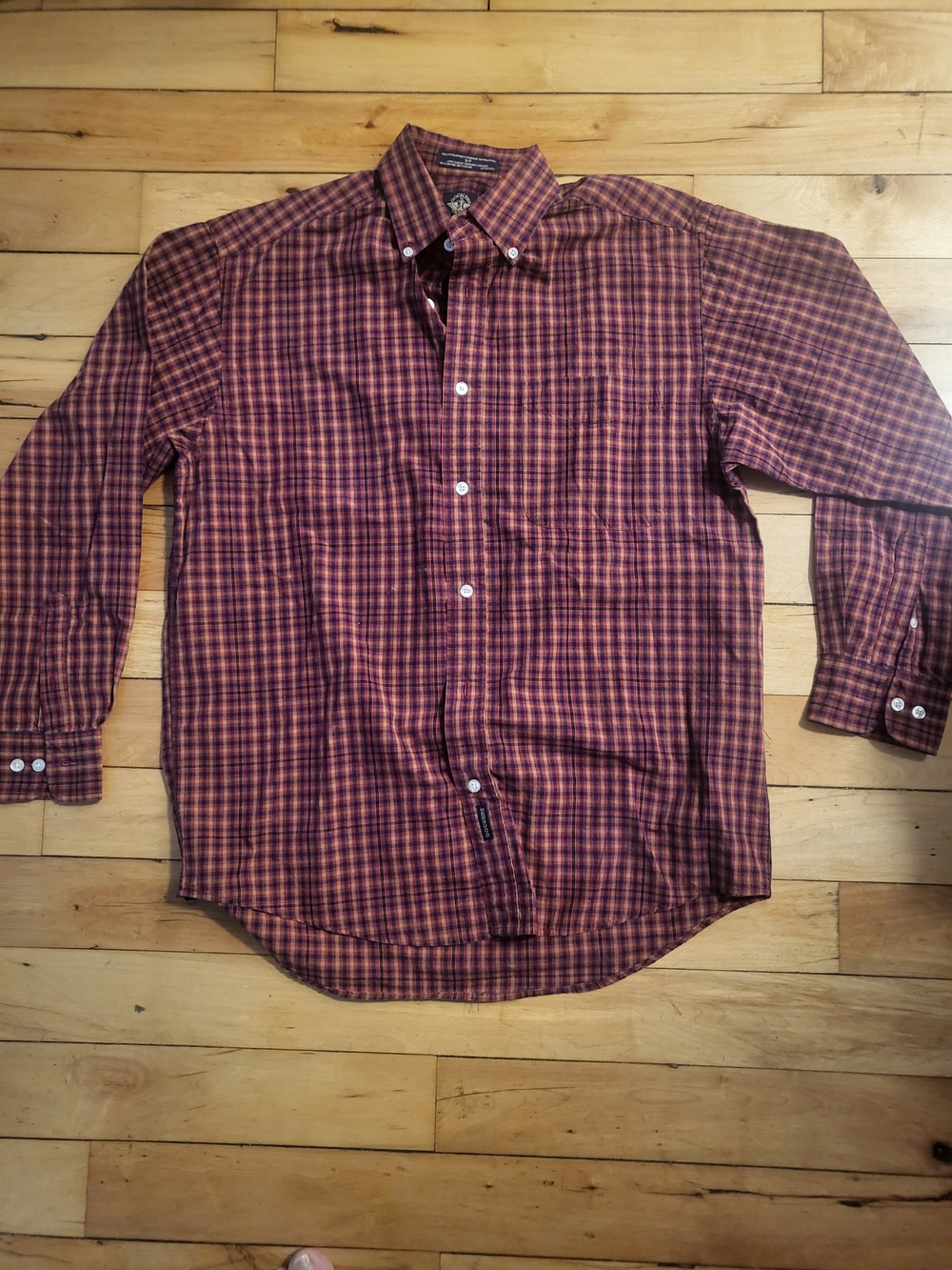 Dockers Men's Burgundy and Tan Plaid Button-Down Shirt